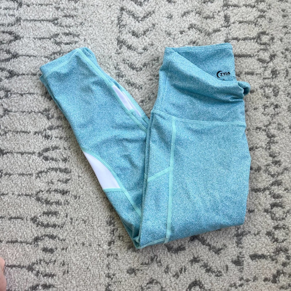 Zyia Active High Waist Green Space Dye Leggings Size Small